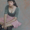 Behind the curtain oil on canvas 80x110cm