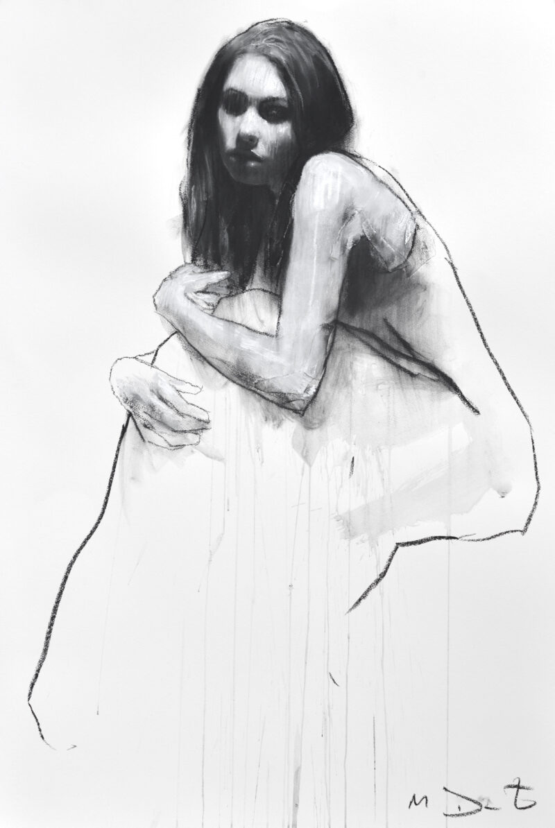 Amy seated 2, pastel & collage, 46ins x 32ins. £4500